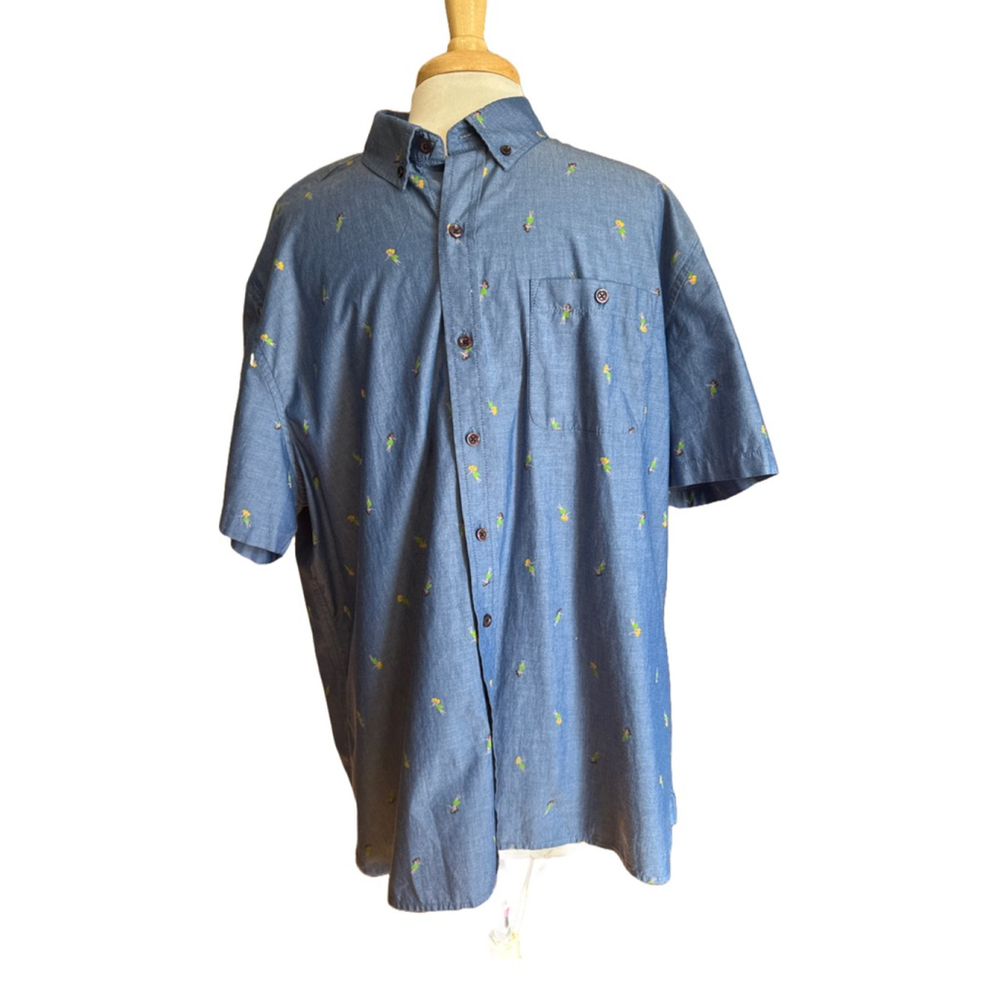 CHARLESTON THREADS Hula Girl Button Down Shirt 2XL Blue